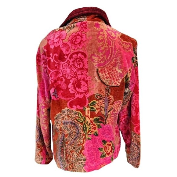 Pink Velvet Blazer Boho Size PM Colorful Comfort - Picture 7 of 10